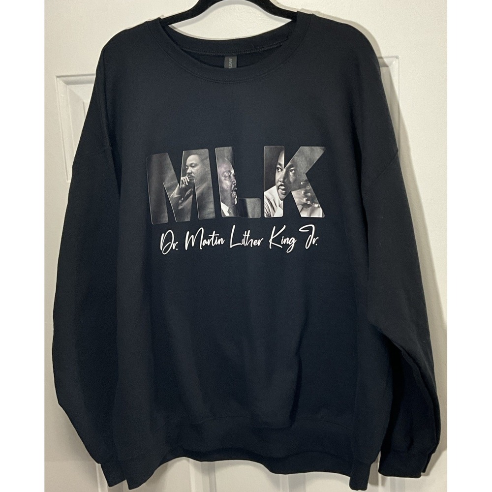 MLK Dr. Martin Luther King Jr Signature Black Photo Sweatshirt Men's XXL